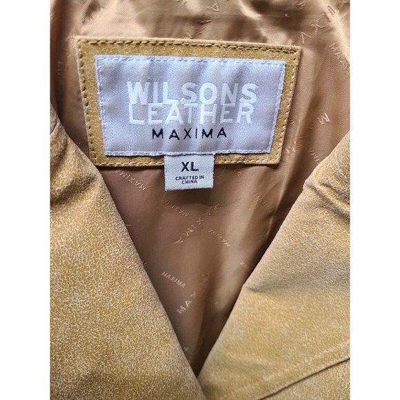 Wilsons Leather Maxima Tan Genuine Leather Button Up Jacket Coat XL For Spring! - Picture 3 of 4